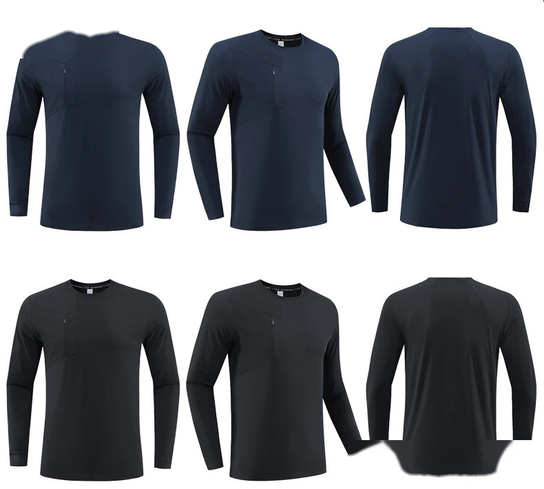 Customized men's long sleeve leisure sports fitness pocket T-shirt detail