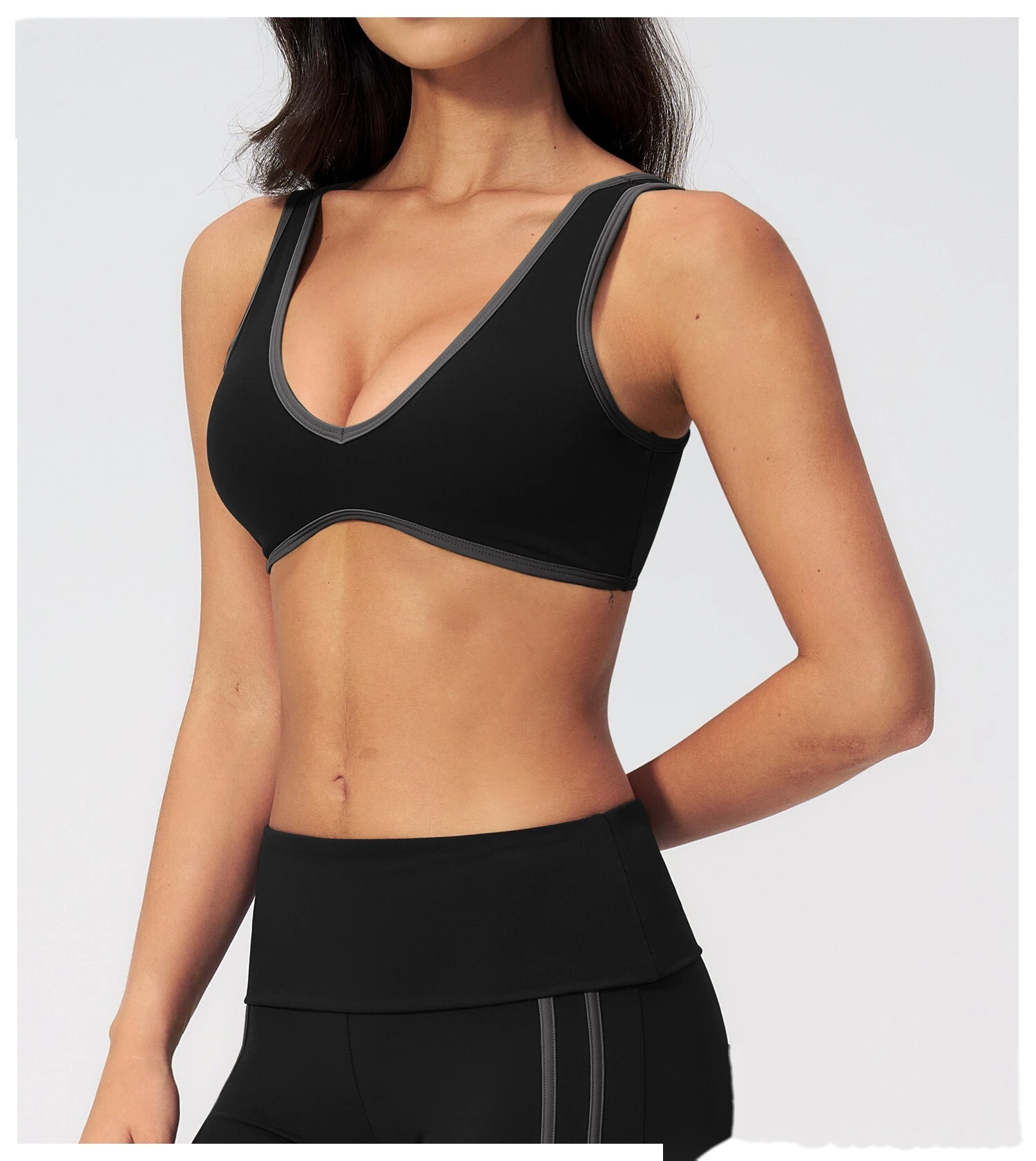 Women Color Block Open Back Sports Bra, Quick Dry Breathable Outdoor Workout Yoga Athletic Bra detail