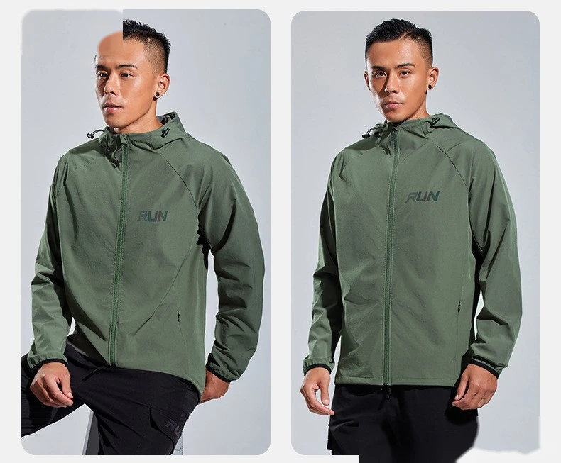 Customized sportswear men's outdoor running quick-drying fitness hooded cardigan training sports coat detail
