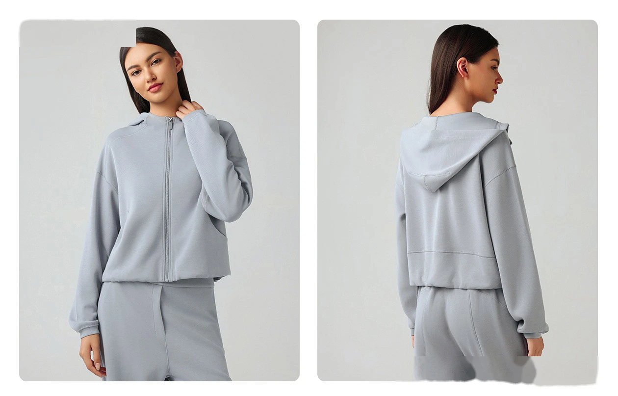 New Custom Women's Zip-Up Hooded Jacket - Casual Sportswear for Running & Workout detail