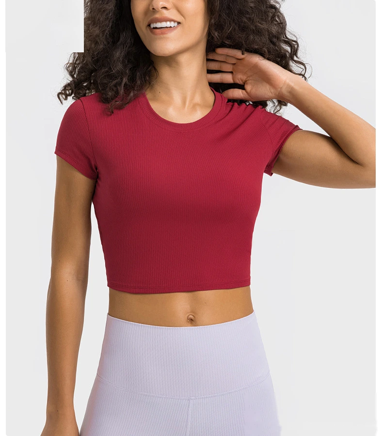 Quality Custom sports shirt sexy navel short yoga short sleeve T-shirt Manufacturer detail