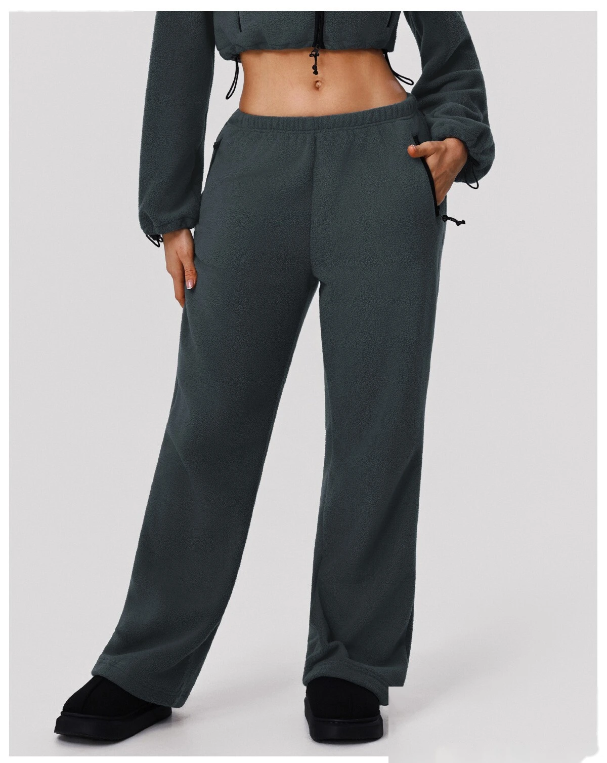 Custom Winter Warm Sweatpants - Women's Wide-Leg Slim Straight Loose Pants for Outdoor Running detail