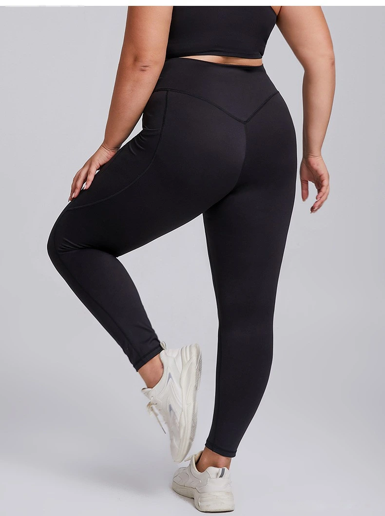 Customized plus-size fitness suit female high waist nude tight sports suit high elastic yoga suit two-piece suit detail