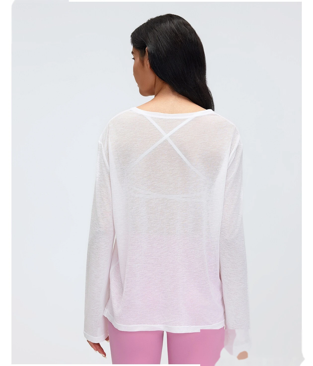 Loose Breathable Yoga Cover Up for Women, Long Sleeve Gym Top, Lightweight Casual Running Fitness T-Shirt detail