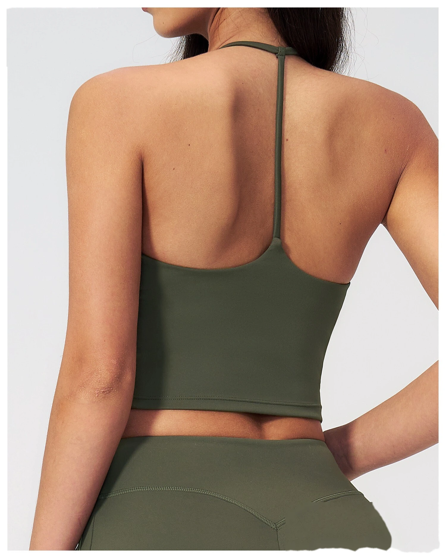 Custom Women Halter Sports Vest, V Neck Slim Yoga Top With Padded Bra Outer Wear Workout Tank Top detail