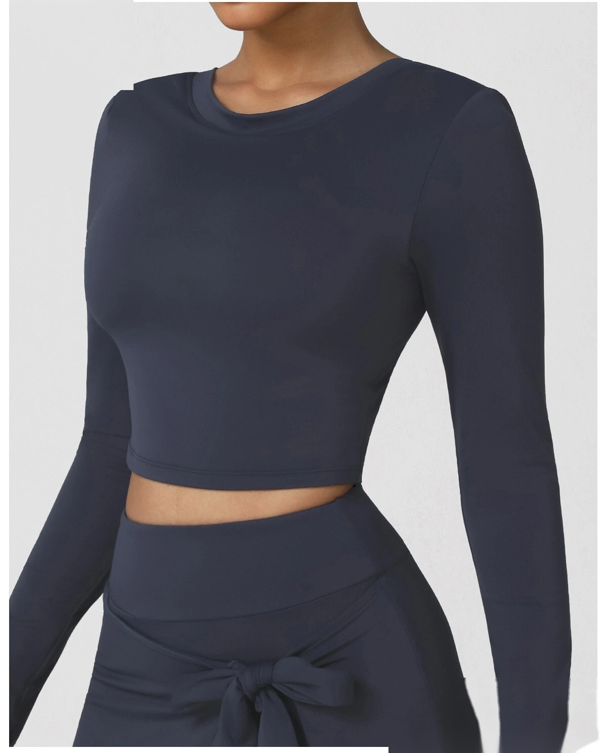 Customized new yoga sports jacket backless sexy slim long-sleeved women's dance fitness suit with pad. detail