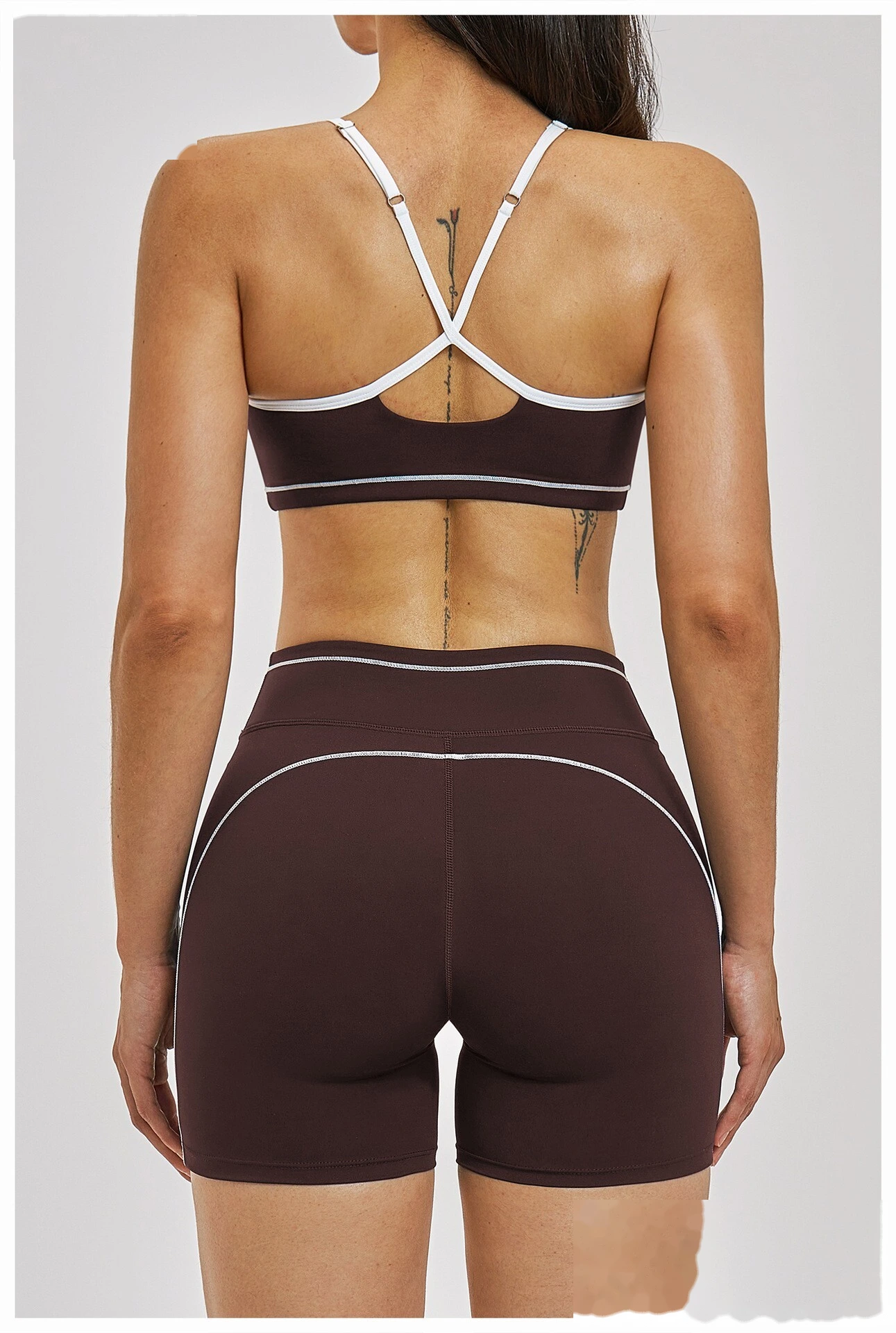 Custom Women’s Color Block Beauty Back Sports Bra Medium Support Yoga Gym Bra detail