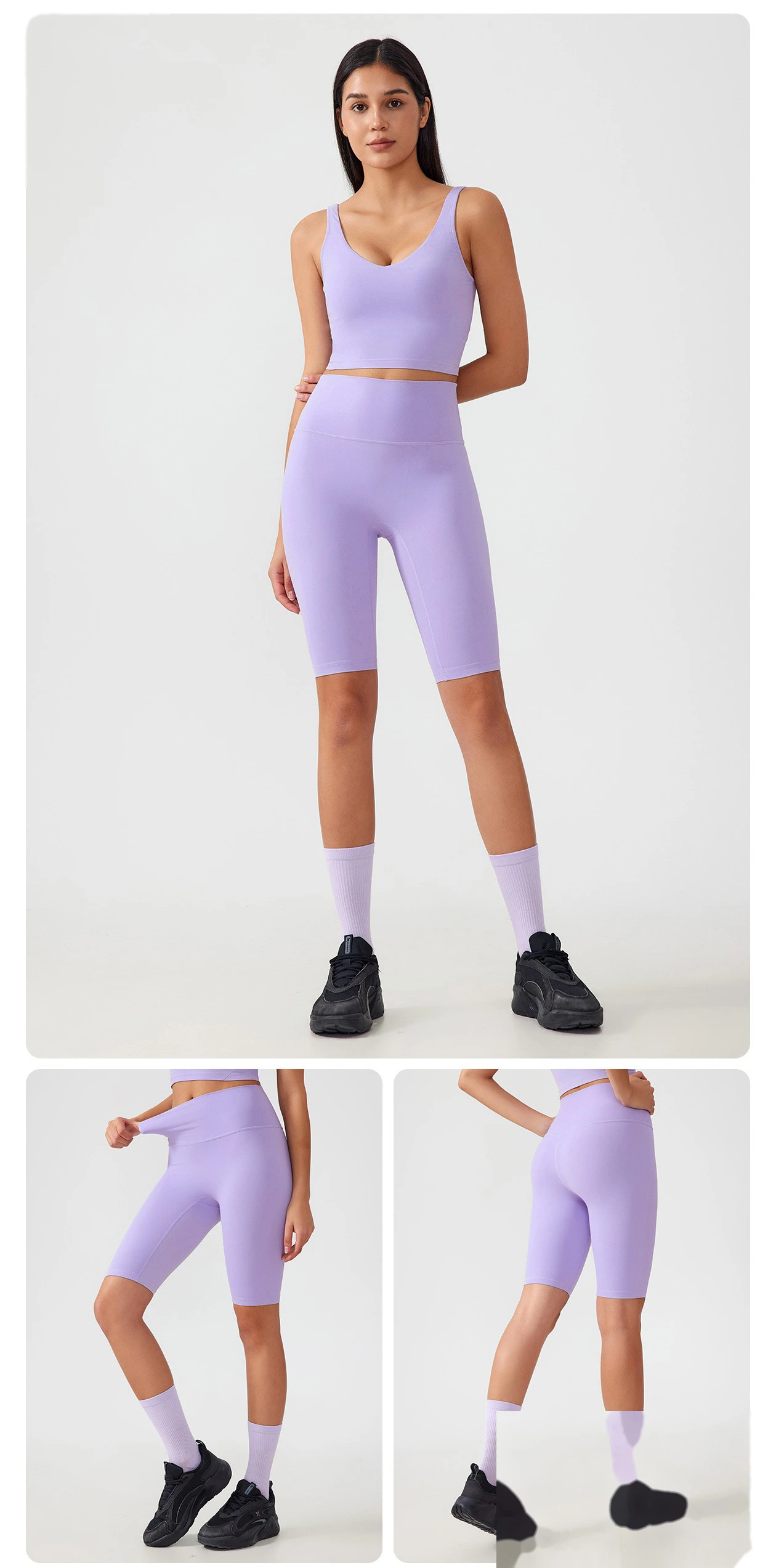 Custom-made yoga shorts with no embarrassing lines, belly-lifting and hip-lifting fitness pants. detail