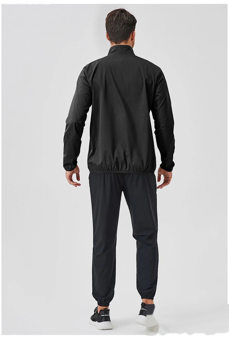 Custom autumn and winter sports coat stand collar zipper jacket outdoor windproof long sleeve cardigan running fitness detail