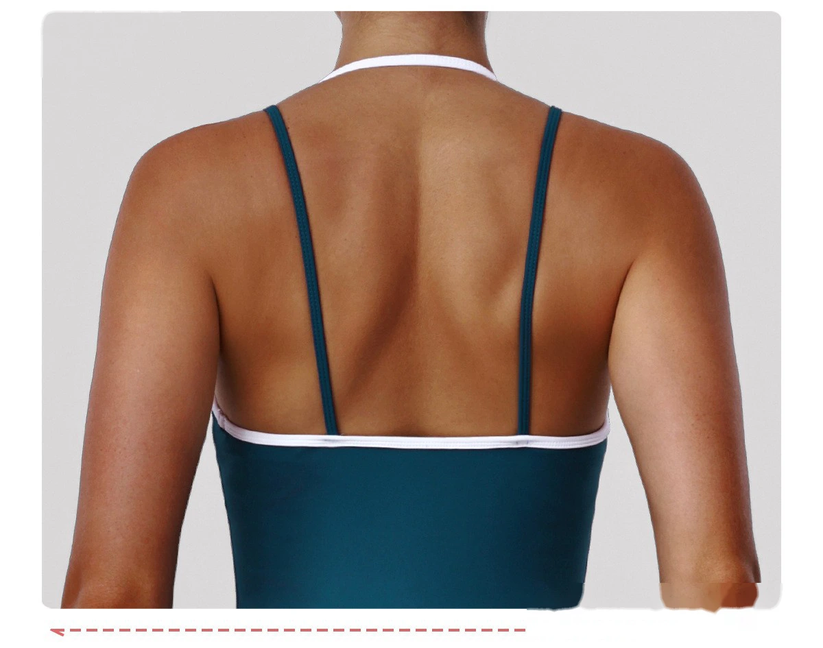 Bulk Custom Slim Fit Sports Bodysuit - Women's Thin-Strap Open Back Yoga Running Fitness Leotard detail