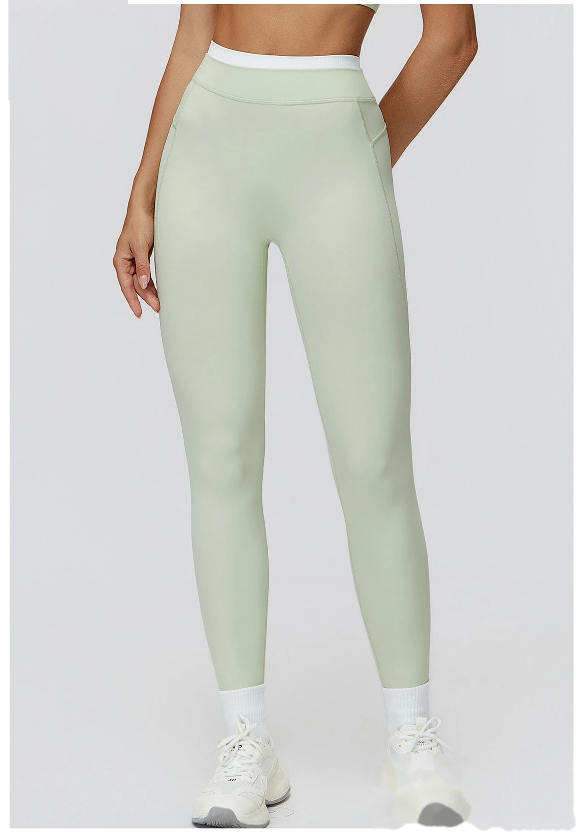 Customizable EU-US Athletic Leggings | Women's Ribbed High-Waist Contrast Tights, Yoga & Running detail
