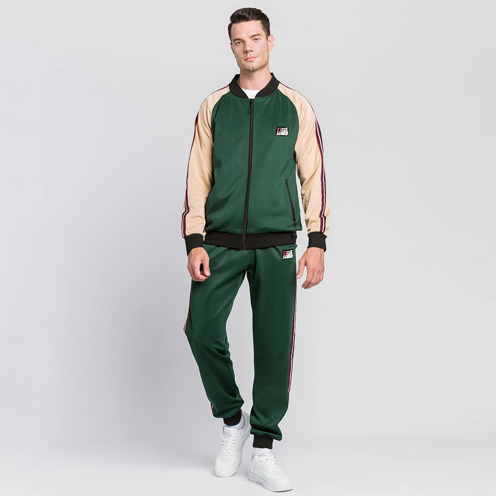 Mens sports jackets full zip color block stripe sweatshirts detail