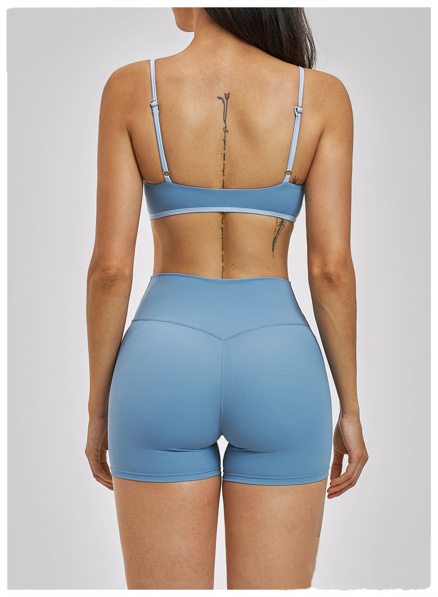 Custom Women’s Thin Shoulder Strap Beauty Back Sports Bra Fake Two Piece Tennis Skort Yoga Fitness Set detail