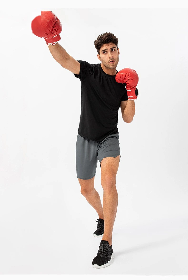 Customized men's loose running quick-drying clothes sweat-absorbent and breathable fitness short-sleeved T-shirt detail