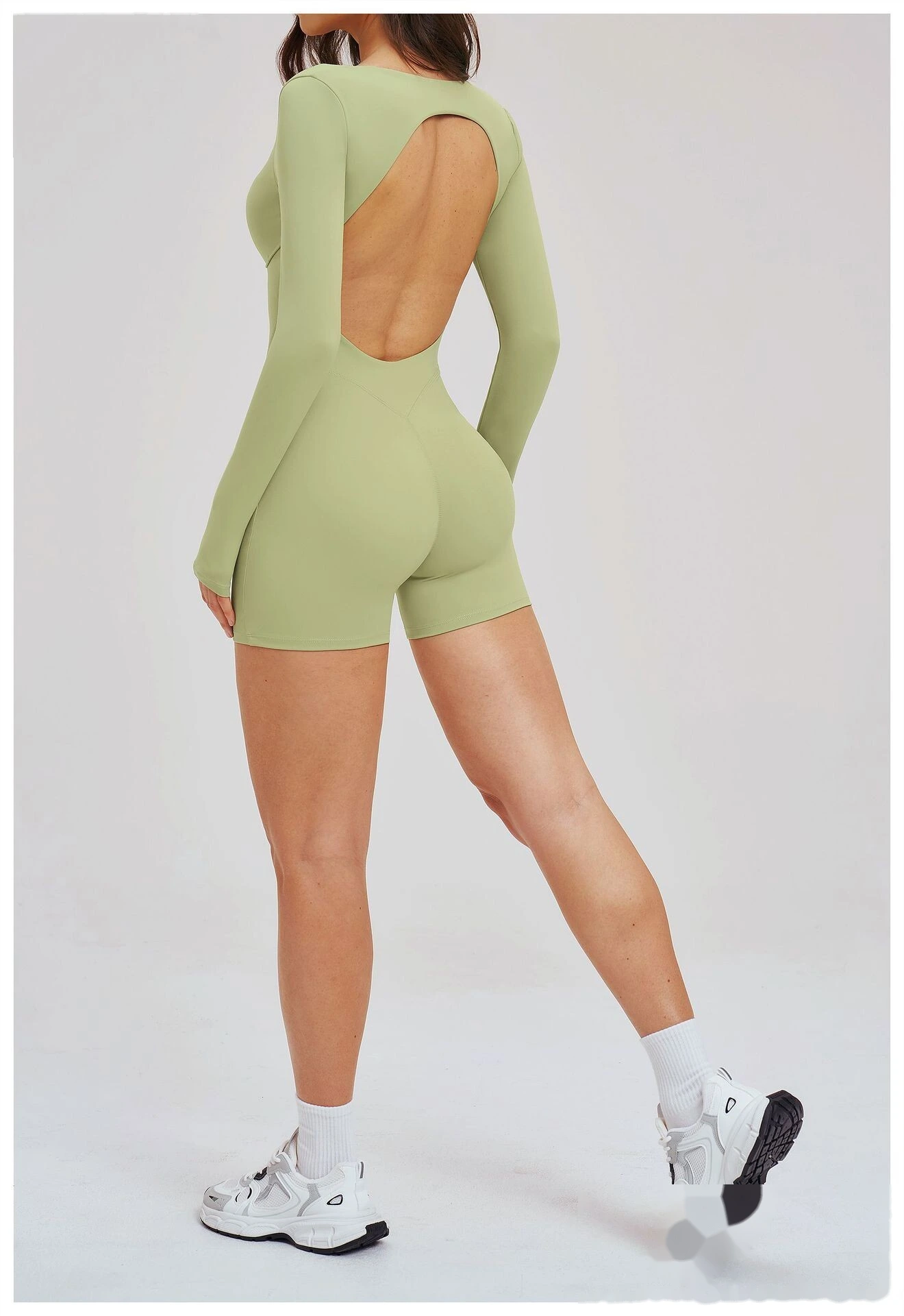 Women's Custom Hollow Out Open Back Tight Fitness Onesie - Long Sleeve Yoga Suit for Outdoor Running & Gym detail