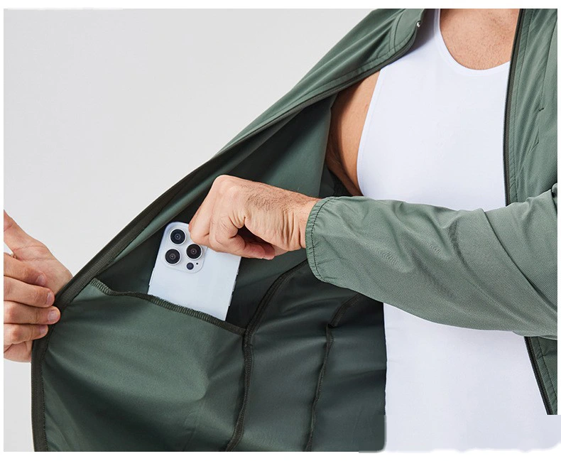 Custom autumn and winter sports coat stand collar zipper jacket outdoor windproof long sleeve cardigan running fitness detail