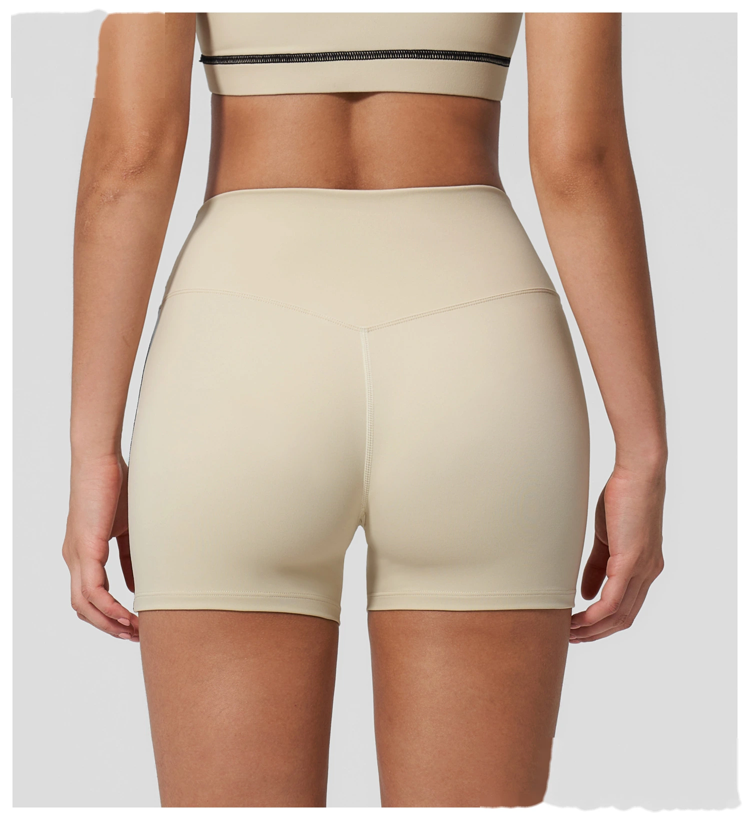 High Waist Peach Hip Naked Feel Yoga Shorts, Elastic Tight Sports Fitness Yoga Short Outfit for Women detail