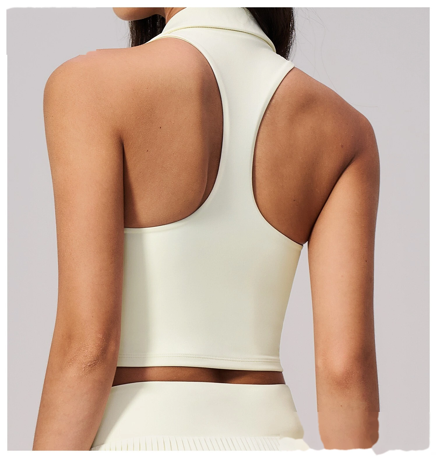 Custom Logo Two Piece Tennis Tracksuit, Cropped Sleeveless Polo Shirt, Moisture Wicking Sportswear for Daily Exercise detail