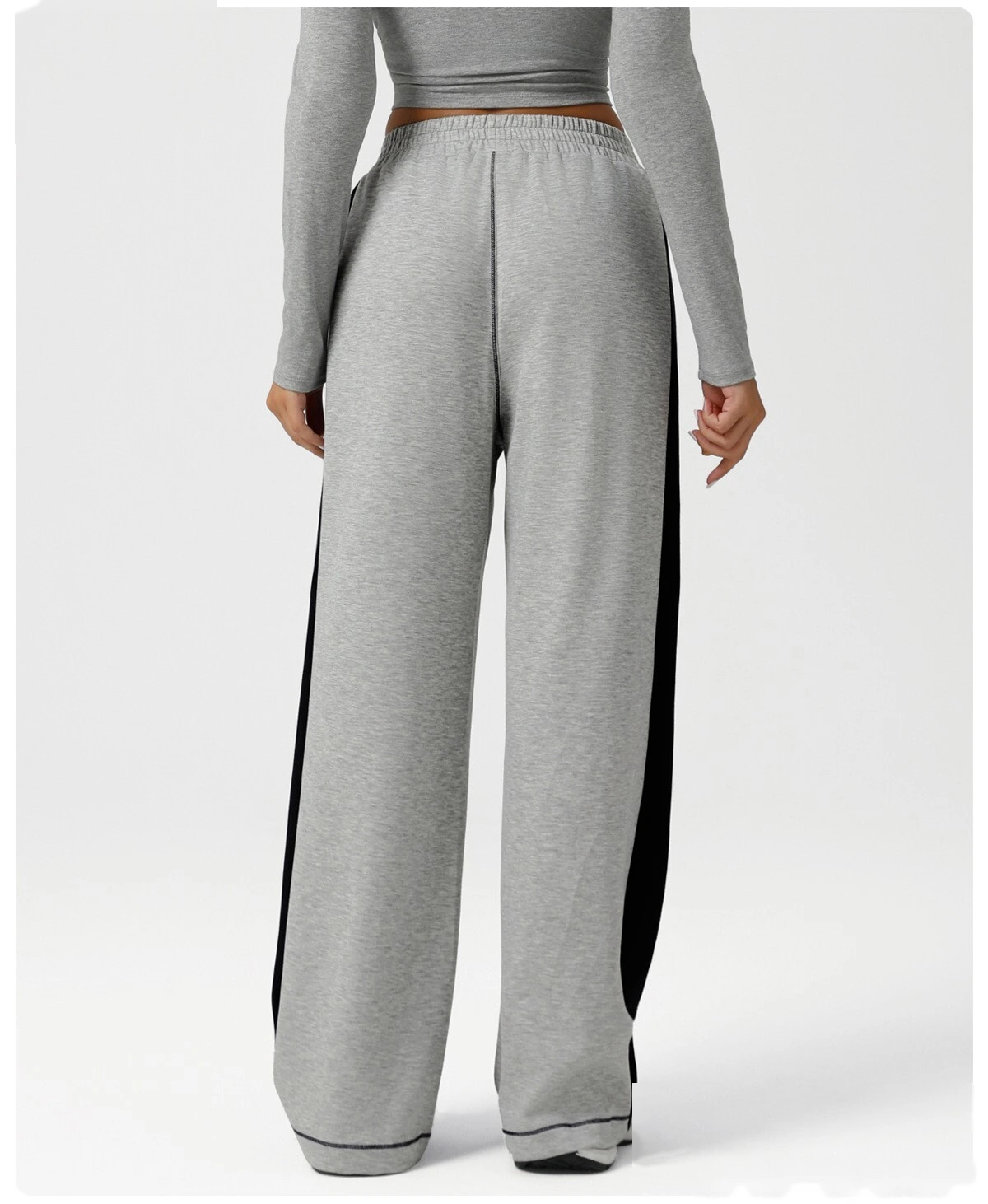 Customized European and American contrast yoga wide-leg pants loose sports casual pants fitness pants detail