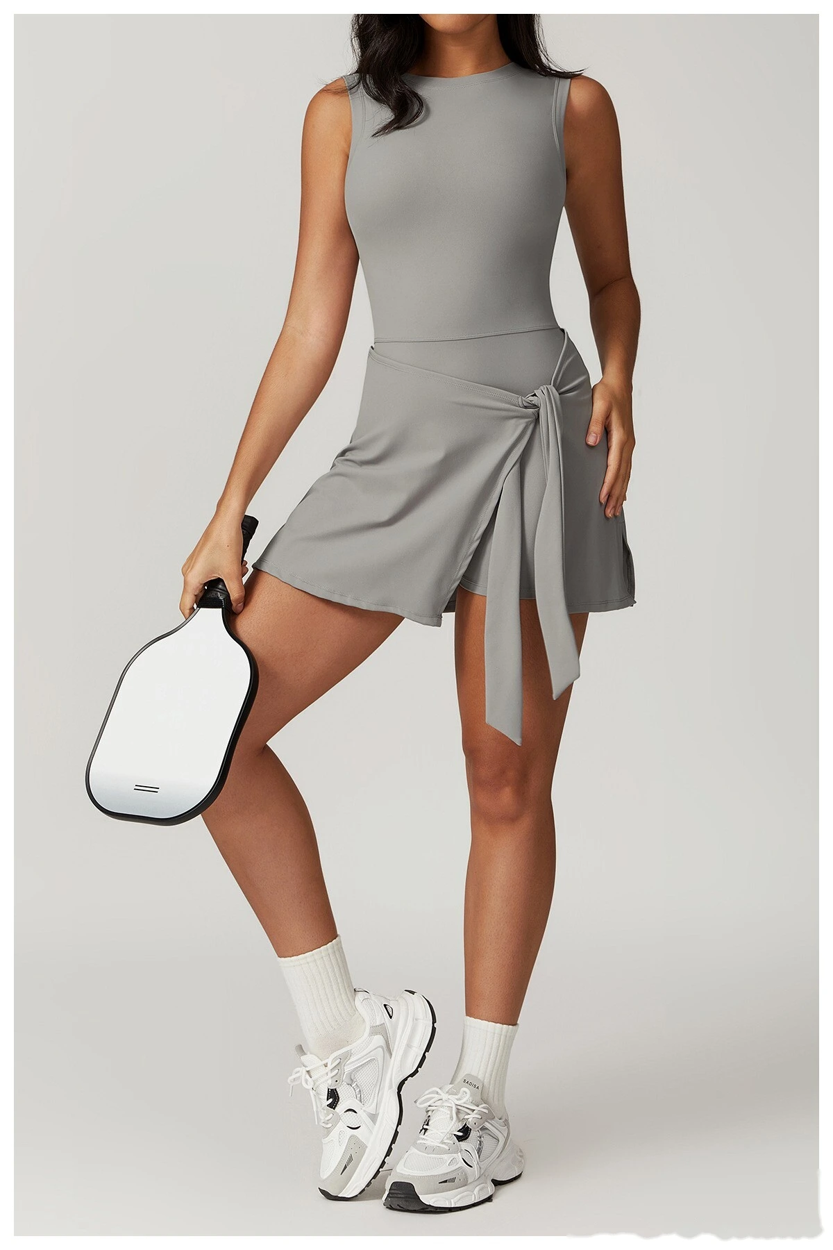 Fake two-piece anti-exposure tight-fitting sports dress slim strap leisure fitness back yoga tennis skirt detail