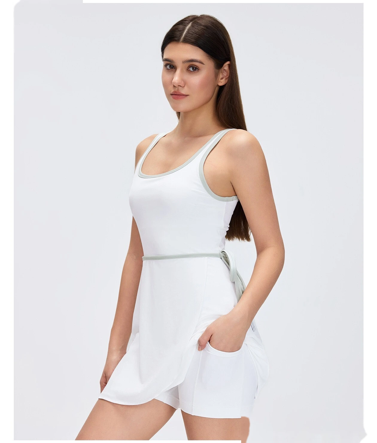 Custom Women's Active Dress with Built-in Bra & Open Back - Breathable Anti-Exposure Yoga Tennis Skort for Fitness detail