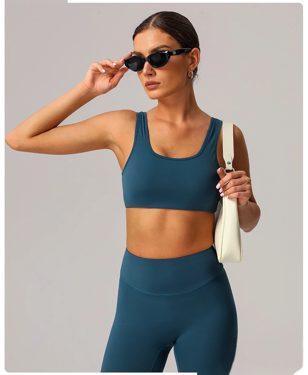 Custom tight yoga vest sports bra shockproof high elastic running outdoor fitness clothes women detail