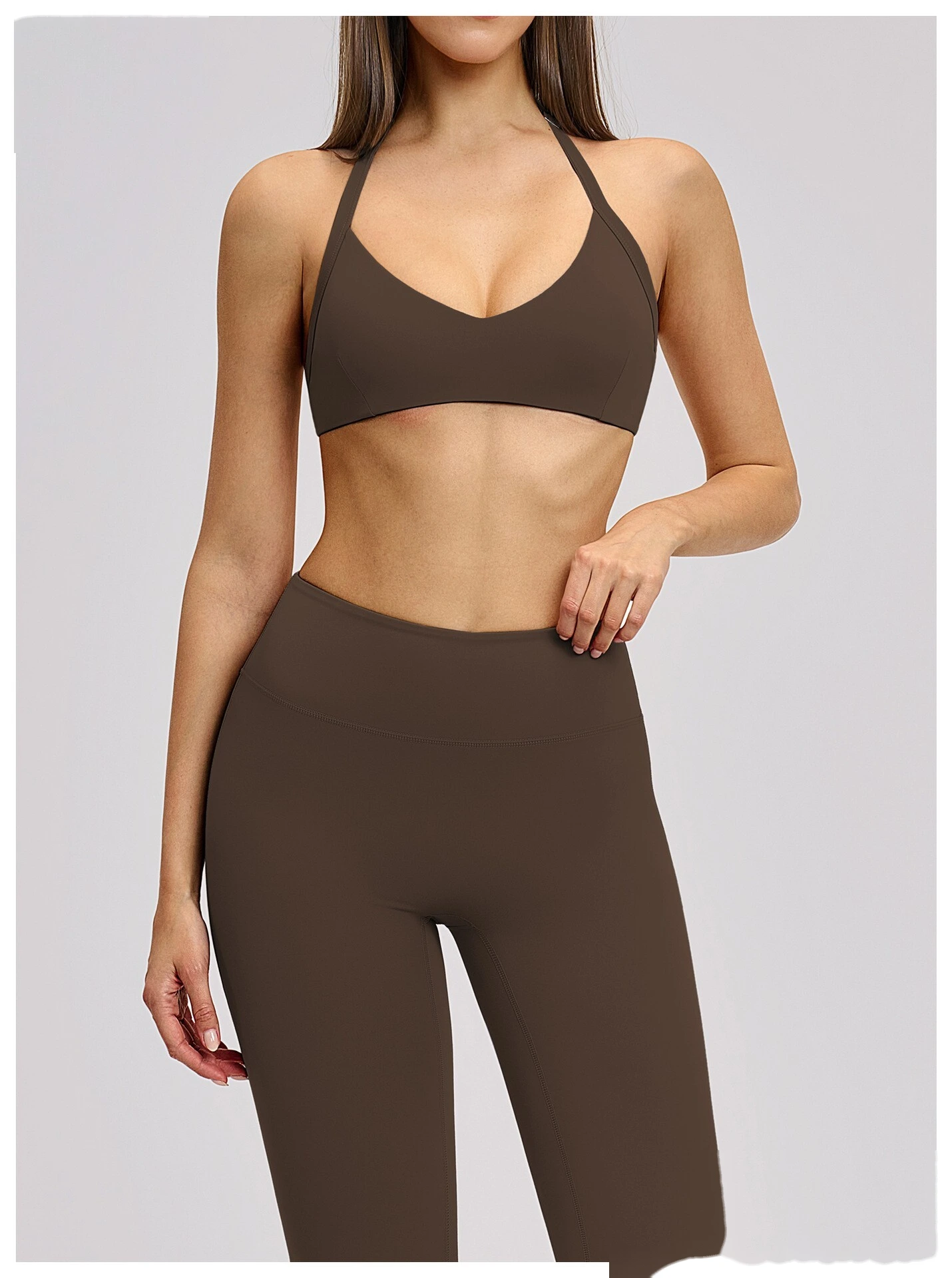 Custom Halter Neck Sports Bra Hollow Back Design Supportive Yoga Bra for Gym Workout Running detail