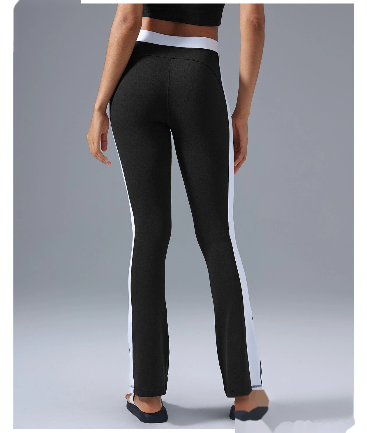 Customized contrast micro-pants, high waist and slim, wearing fitness yoga pants and leisure sports pants. detail
