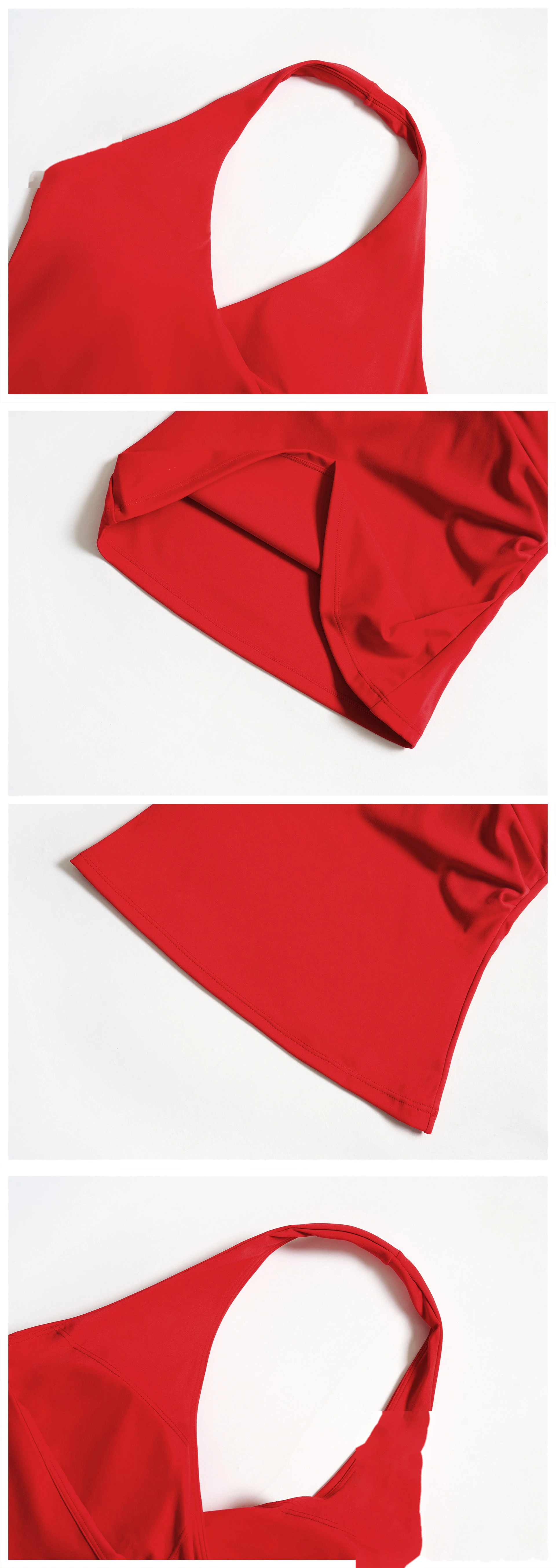 Custom V-Neck Halter Yoga Tank Top - Slim Fit Open Back Sports Bra for Running detail