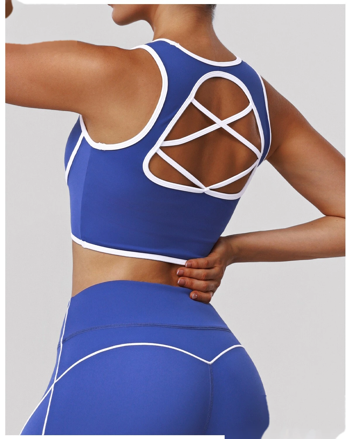Bulk Custom Color Block Beauty Back Sports Bra - Padded High Support Shockproof Yoga Gym Running Activewear detail