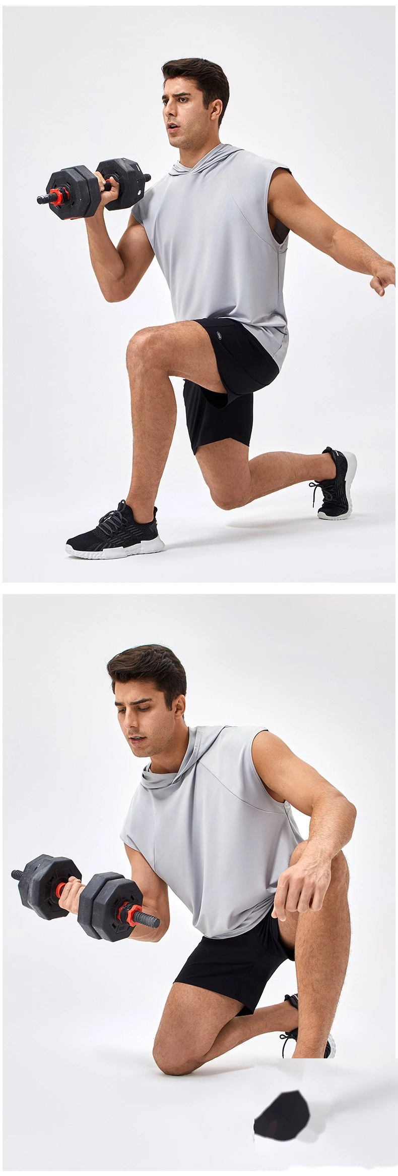 Customized men's loose quick-drying basketball running jacket hooded fitness vest detail