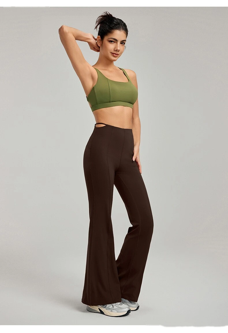 Slim hip micro-pull yoga pants sexy flared pants straight leg high elastic fitness pants detail