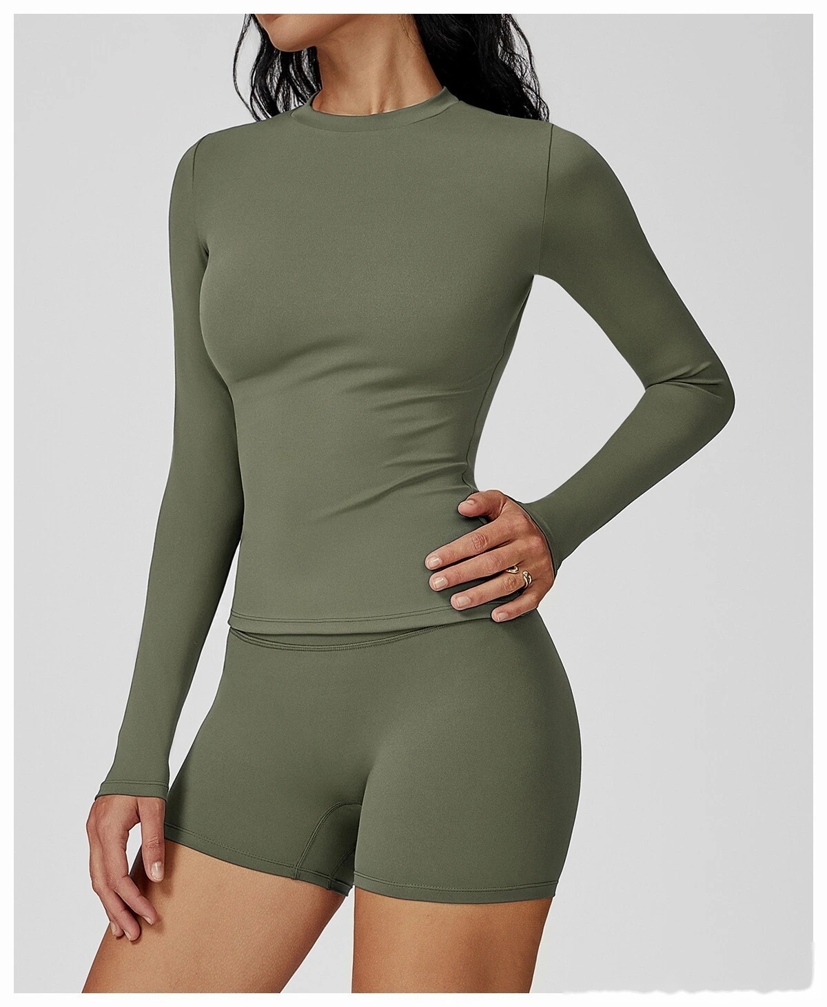 Custom-made women's fashion comfortable high-elastic yoga fitness tight T-shirt detail