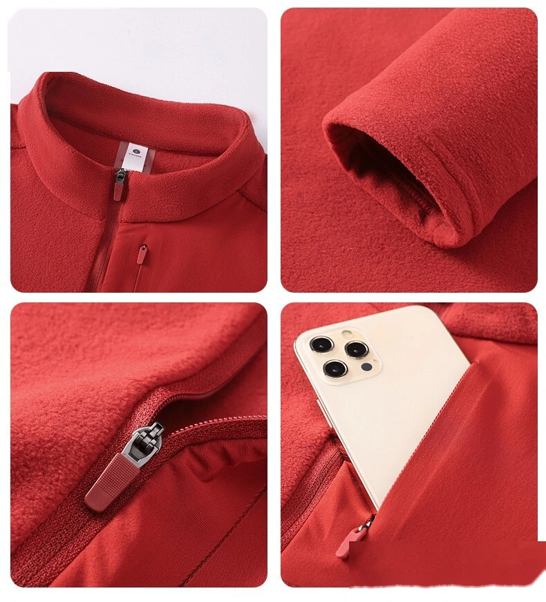 Customizable Men's Half-Zip Top | Winter Integrated Fleece, Skin-Friendly, Perfect for Sports & Leisure detail