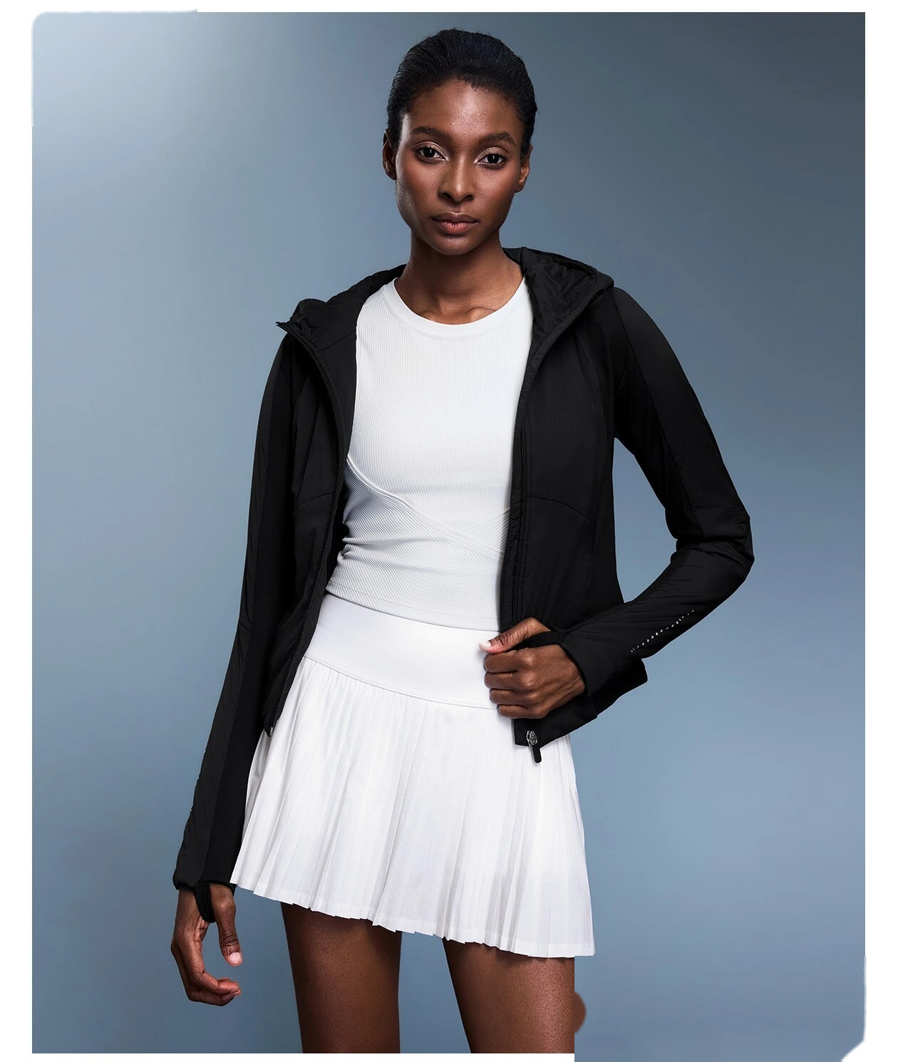 Customized autumn and winter ladies' thin cotton-padded clothes slim and slim plus cashmere cardigan sports hooded coat detail