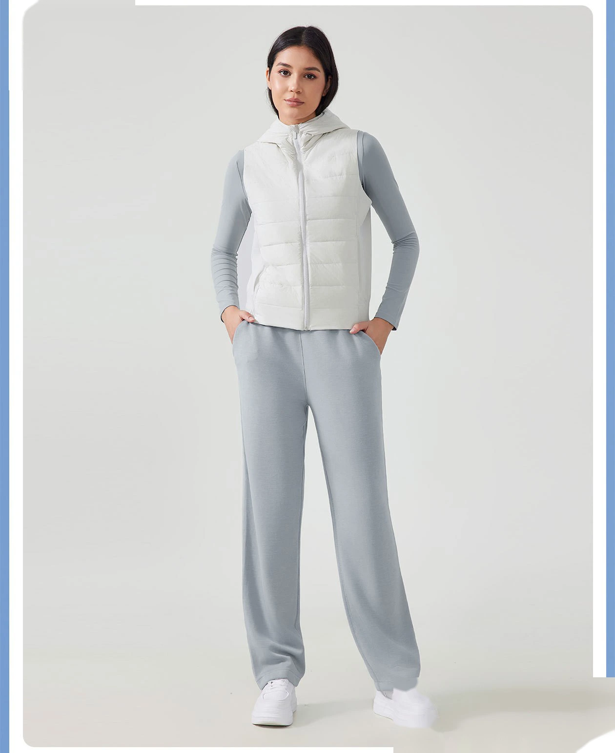 Customized hooded down jacket vest in autumn and winter: light, slim, fashionable and versatile sports vest detail