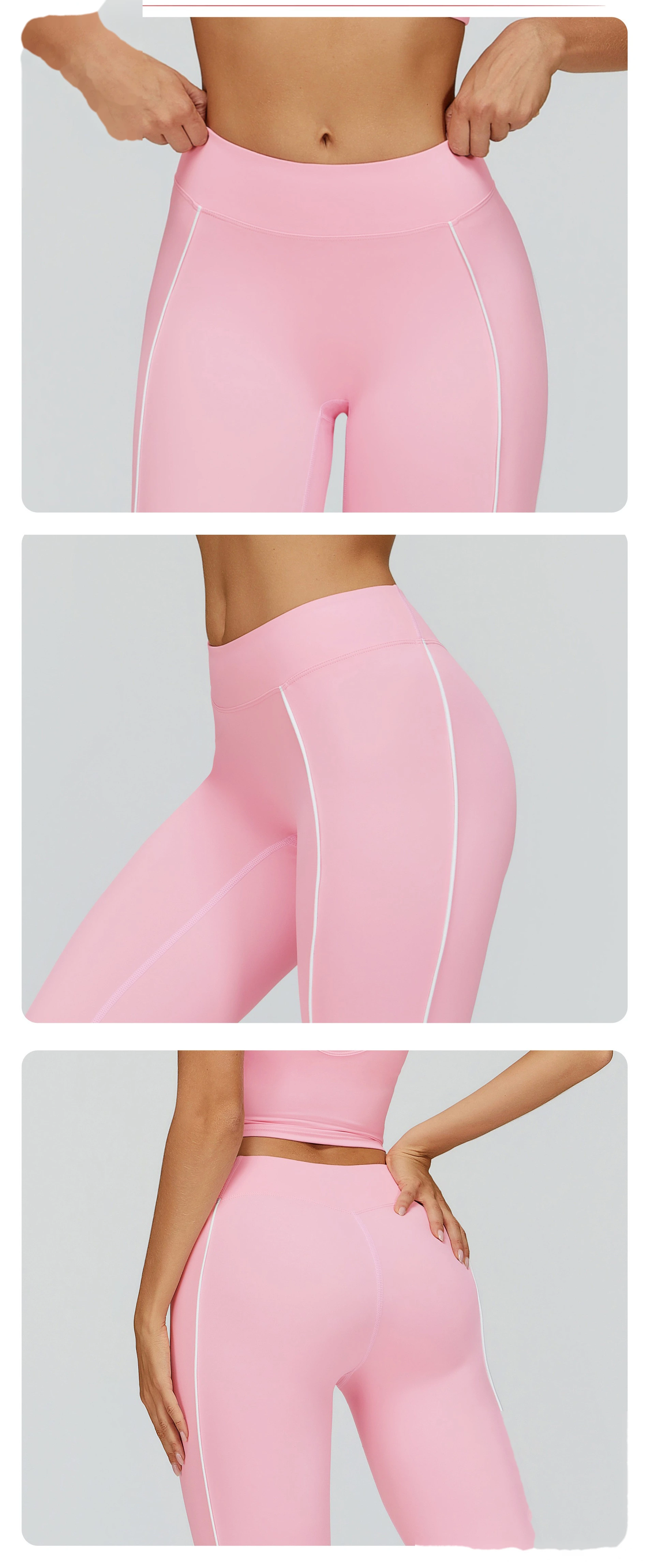 Custom Women’s Naked-Feel Tight Yoga Pants - Color Block High-Waisted Butt-Lifting Running Fitness Leggings detail