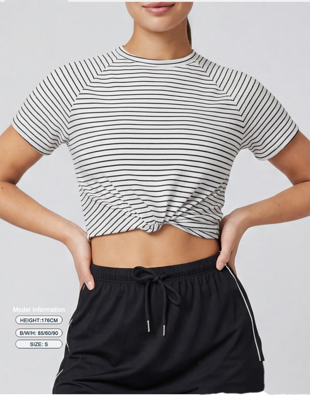 Custom striped new running training women breathable yoga fitness loose Joker T-shirt detail