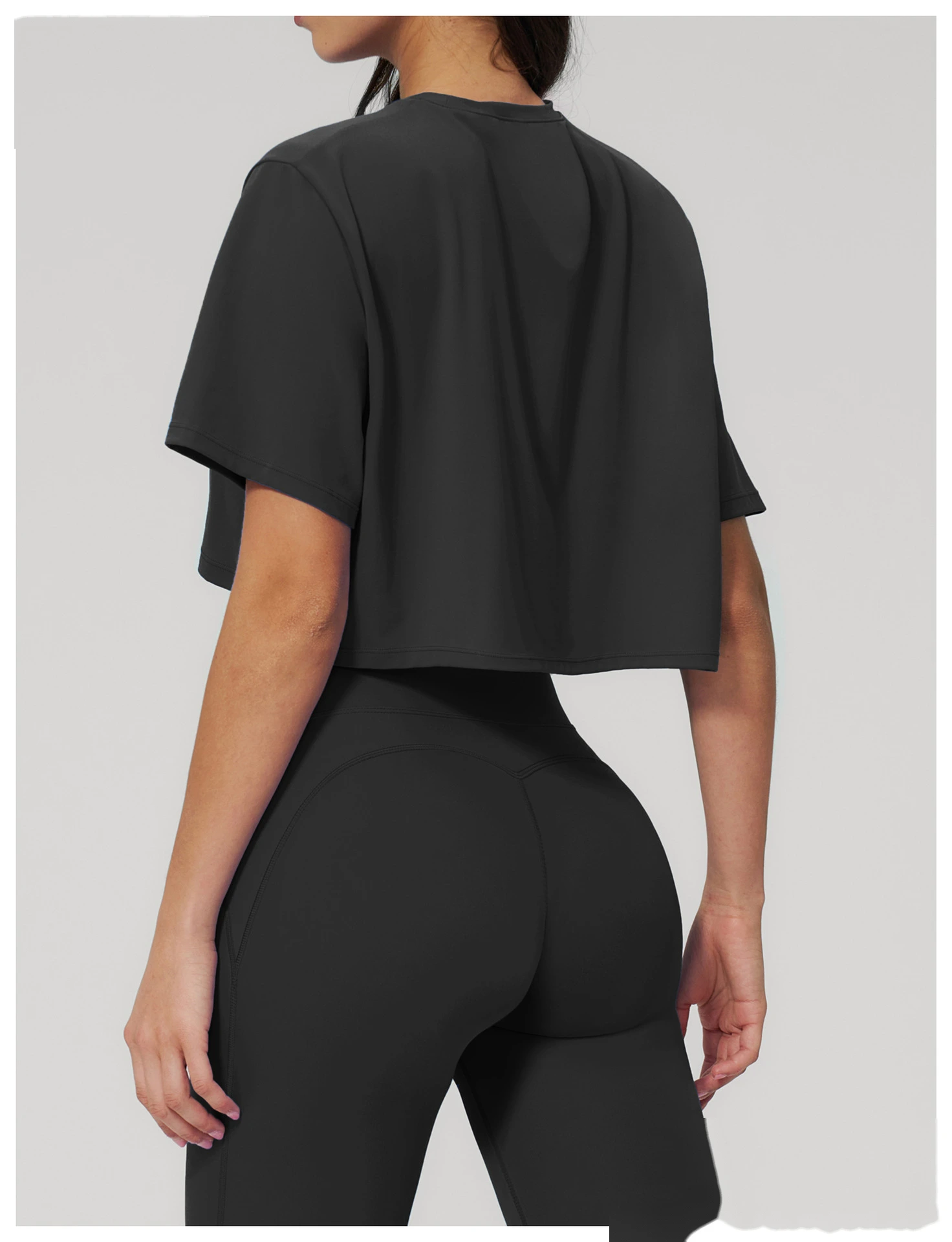 Custom Women’s Loose Fit Cropped Workout Top Short Sleeve Yoga T-Shirt Running Gym Activewear detail