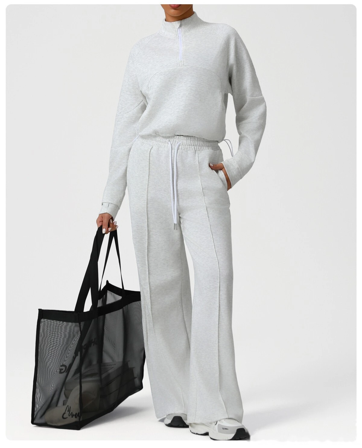 Customized thick sweater in autumn and winter sports leisure yoga clothes long sleeve coat loose sweater woman detail