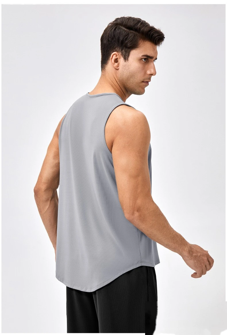 Customized men's breathable and comfortable high-elastic sports fitness vest detail