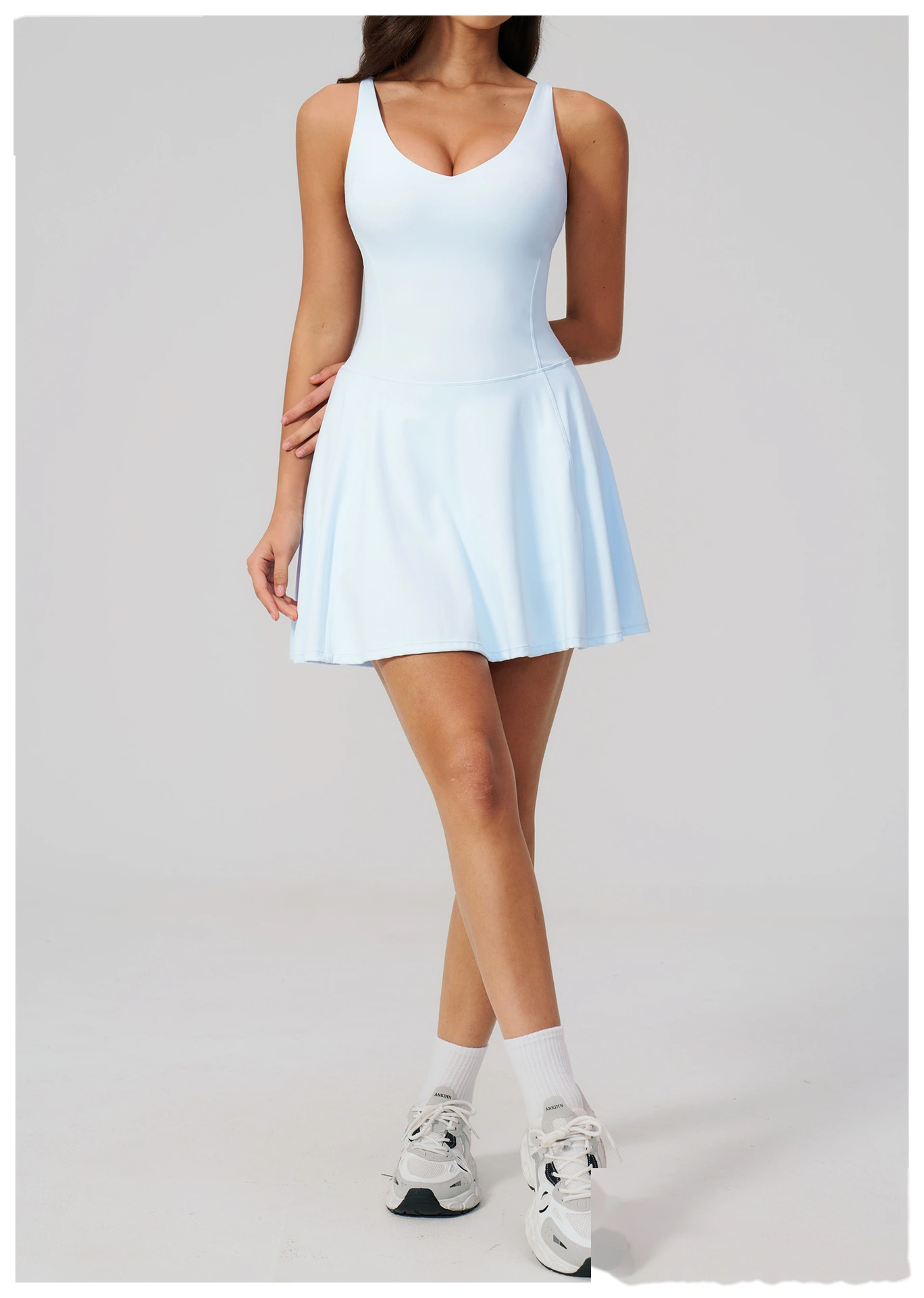 Women's Custom Yoga Sport Dress with Side Pockets, Anti-Exposure Quick Dry Breathable Running Fitness Tennis Skirt detail