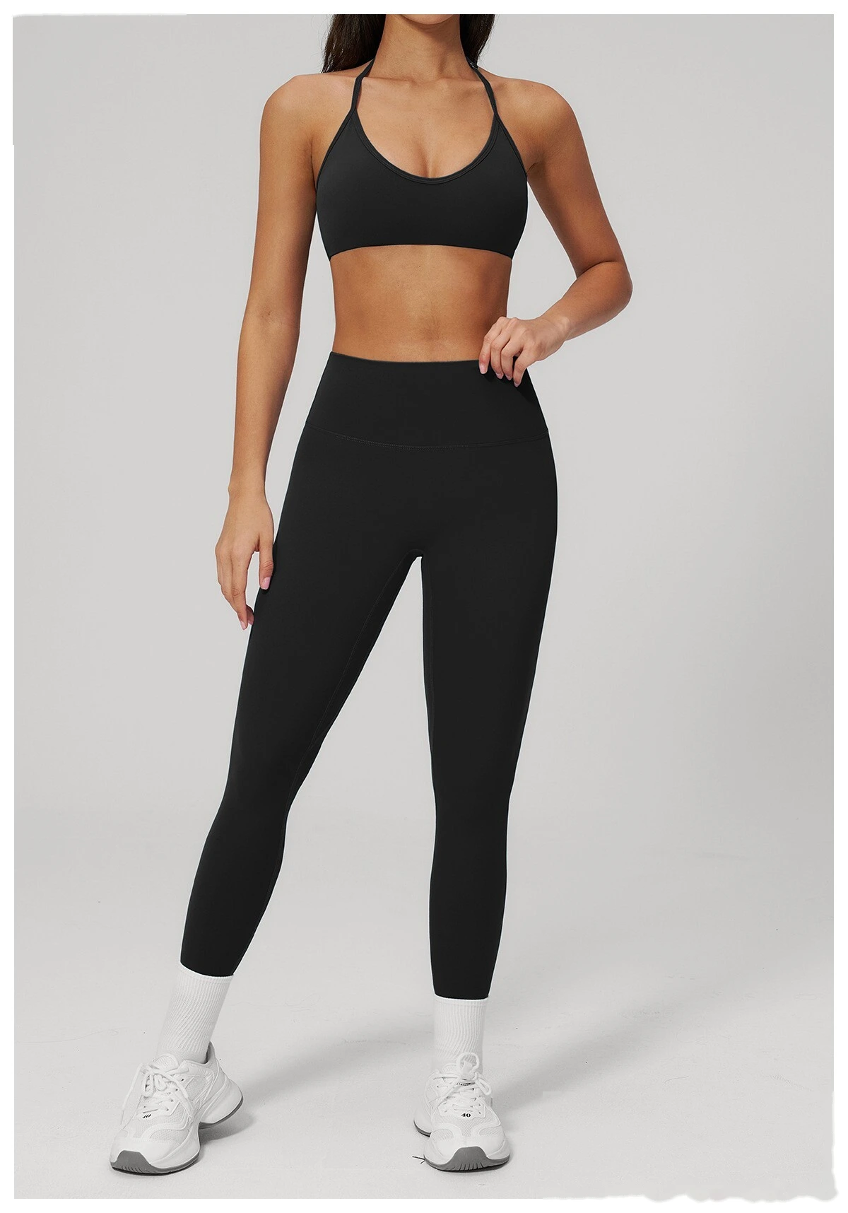 Custom Women's Beauty Back Sports Bra High Waist Butt Lifting Yoga Leggings 2 Piece Workout Set detail