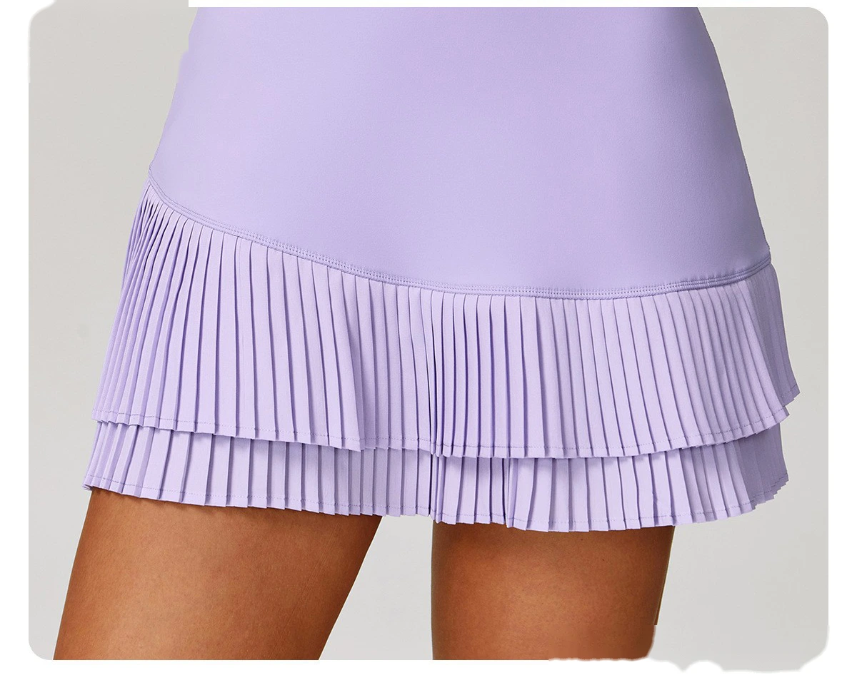 Customized sports skirt with high waist and pleated leggings pocket skirt to prevent exposure detail