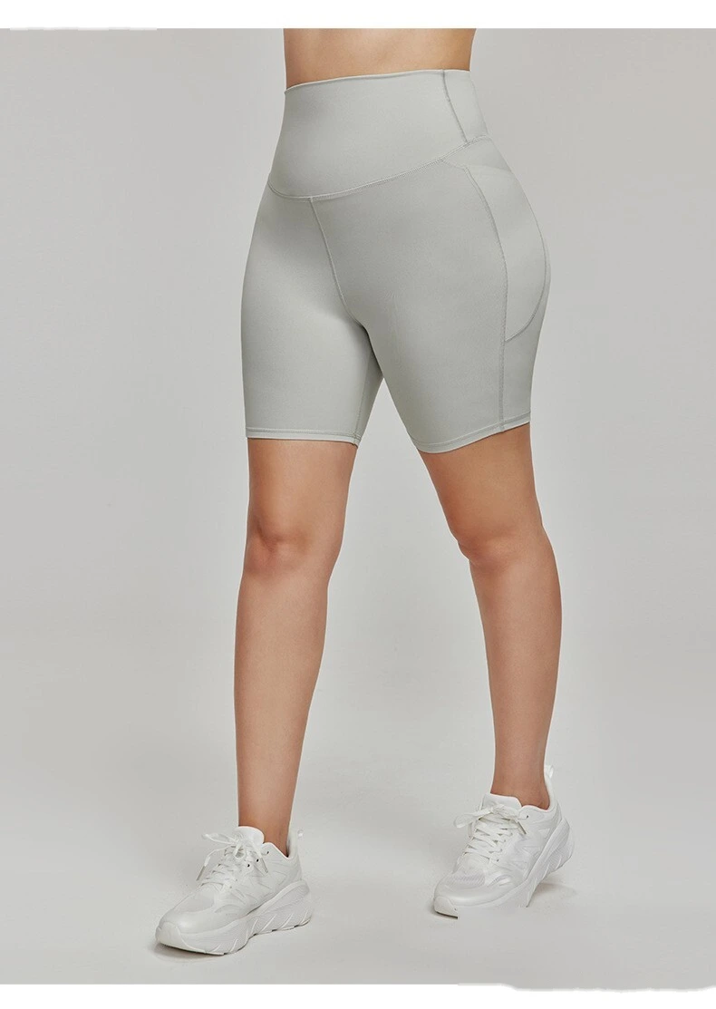 Yoga shorts women's 3-point pants high waist tights plus size sports shorts detail