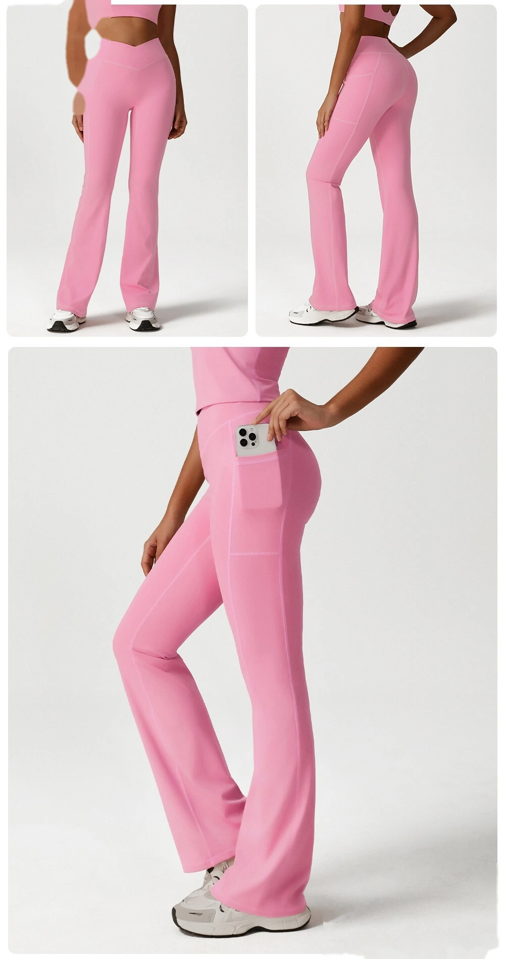 Custom-made cross high waist yoga dance sports wide-leg pants leisure hip fitness micro-pants. detail