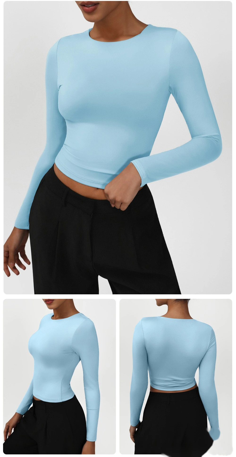 Customized skims new high-elastic dance training sports fitness clothes tight yoga long-sleeved T-shirt detail