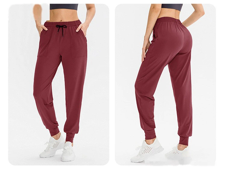 Customized women's elastic leisure sports elastic leg pants running fitness pants loose yoga pants detail