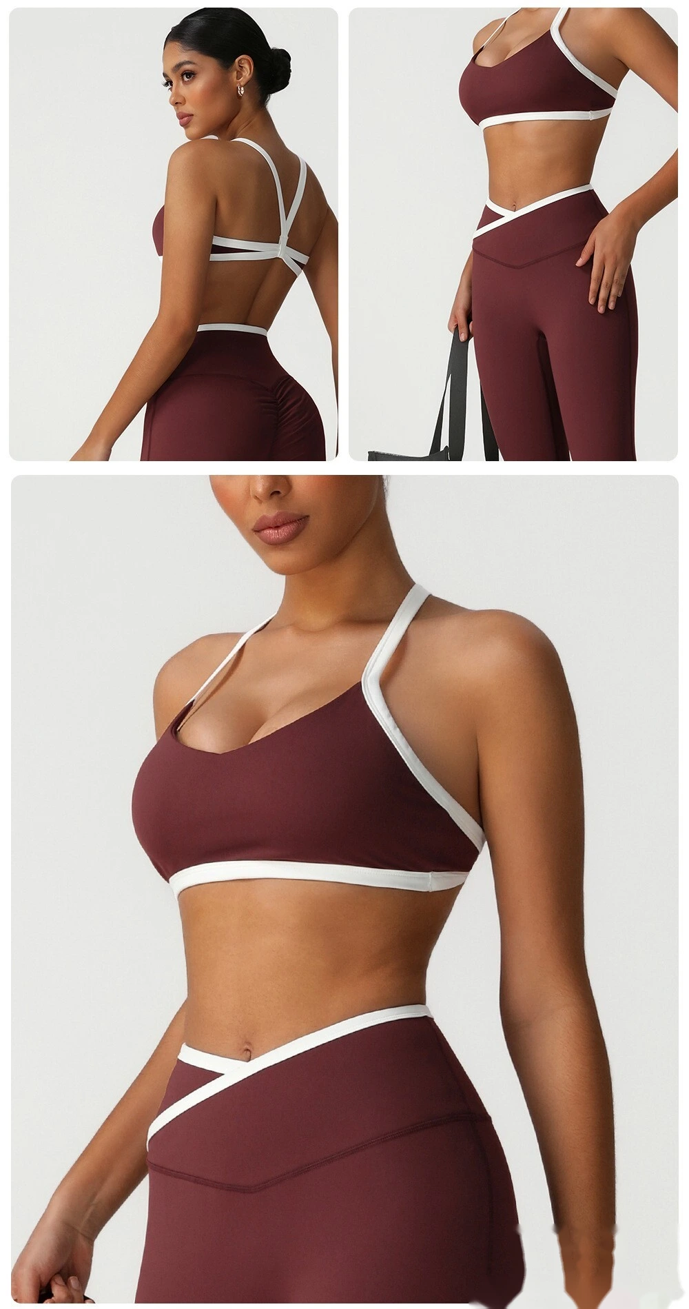Customized contrast stitching beauty back bra yoga clothes quick-drying sports bra running fitness vest female detail