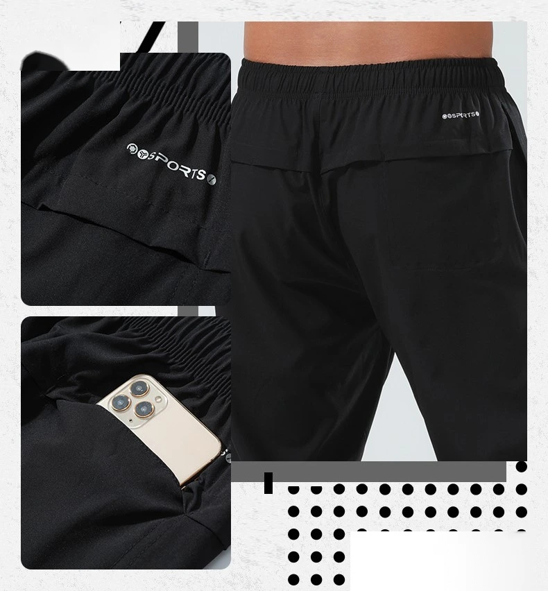 Mens jogger pants elastic outdoor running quick dry trackpants detail